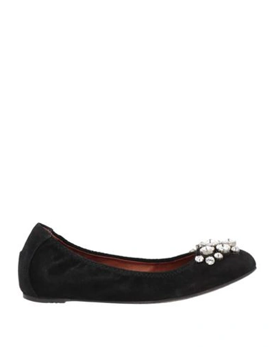 Ras Woman Ballet Flats Black Size 6 Soft Leather, Swarovski Crystal