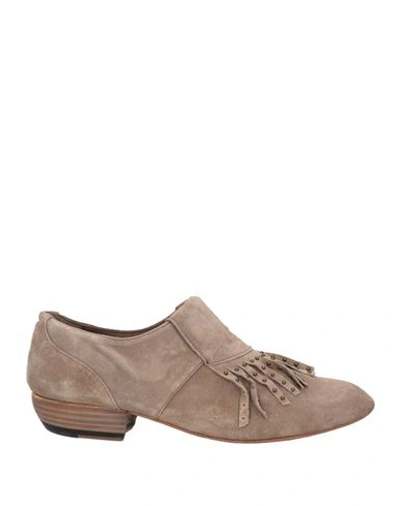 Ras Woman Ballet Flats Khaki Size 8.5 Soft Leather, Swarovski Crystal In Beige