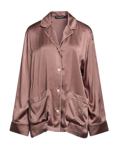 DOLCE & GABBANA DOLCE & GABBANA WOMAN SHIRT LIGHT BROWN SIZE 12 SILK