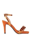 Menbur Woman Sandals Orange Size 10 Textile Fibers