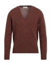 Filippo De Laurentiis Man Sweater Rust Size 38 Merino Wool In Red
