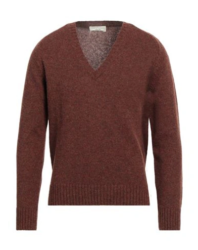 Filippo De Laurentiis Man Sweater Rust Size 38 Merino Wool In Red