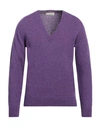 Filippo De Laurentiis Man Sweater Purple Size 38 Merino Wool