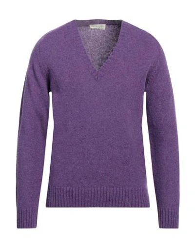 Filippo De Laurentiis Man Sweater Purple Size 38 Merino Wool