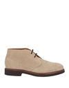 Doucal's Man Ankle Boots Sand Size 12 Soft Leather In Beige