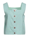 See By Chloé Woman Top Turquoise Size 8 Cotton, Linen In Blue