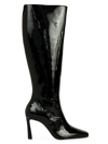 Black Suede Studio Liz Knee High Boot In Black Patent