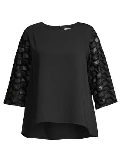 Caroline Rose, Plus Size Women's Plus All Dressed Up After Hours Embroidery Combo Tunic In Black