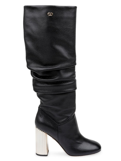 Dee Ocleppo Bethany Slouchy Leather Knee Boots In Black Leather