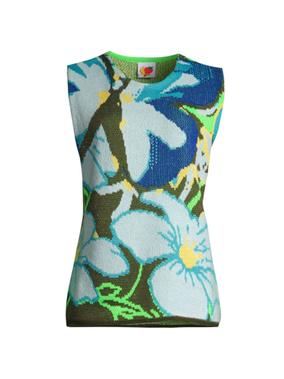 Sky High Farm Men's Floral Camo Sweater Vest In Camouflage
