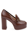 Dee Ocleppo Lola Leather Platform Loafer Pumps In Chocholate