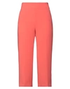 Nualy Woman Pants Coral Size 12 Polyester In Red