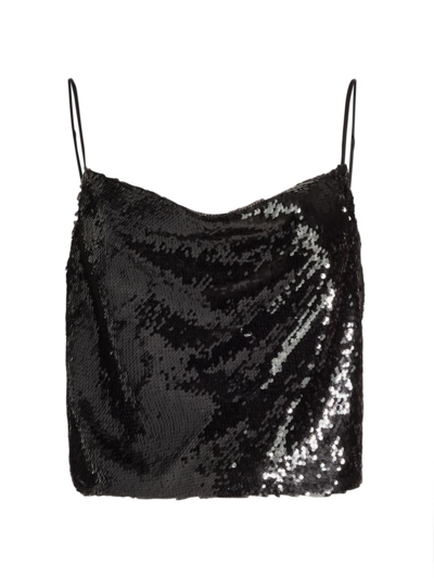 Cinq À Sept Women's Andra Sequin Cropped Camisole In Black