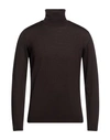 Roberto Collina Man Turtleneck Deep Purple Size 40 Merino Wool In Brown