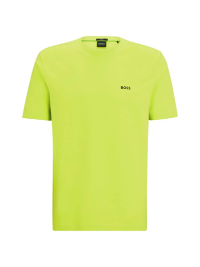Hugo Boss Stretch-cotton T-shirt With Contrast Logo In Green
