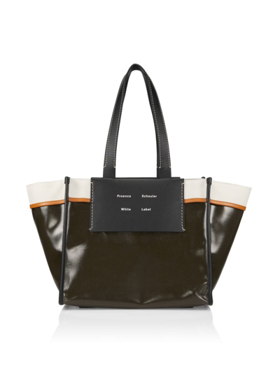 Proenza Schouler White Label Morris Large Coated Canvas Tote In Evergreen