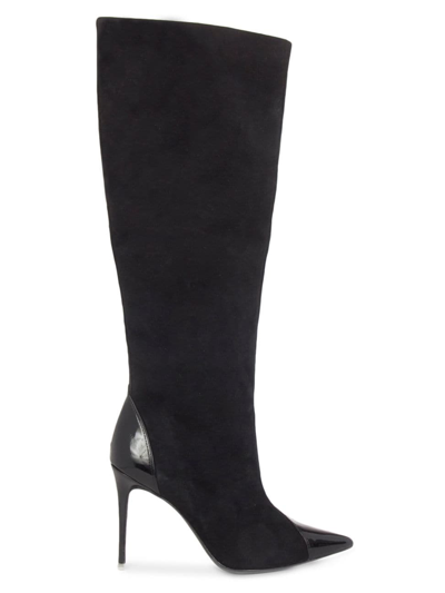 Black Suede Studio Emerson Polished Toe Knee-high Boots Women In Black Suede