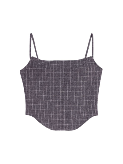 Maje Check Corset Style Top In Grey