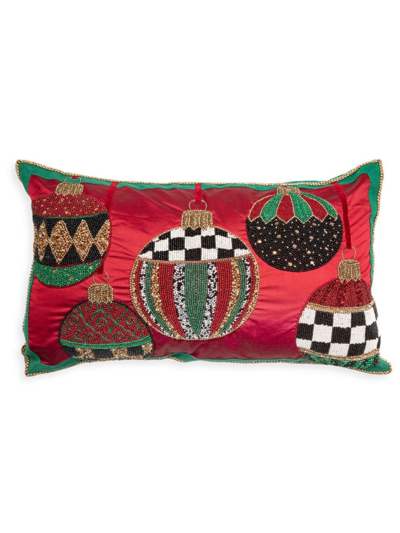 Mackenzie-childs Deck The Halls Lumbar Pillow In Red