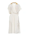 Agnona Woman Midi Dress Cream Size 10 Silk, Polyester, Elastane In White