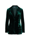 Polo Ralph Lauren Velvet Slim Silk-blend Blazer In Jade