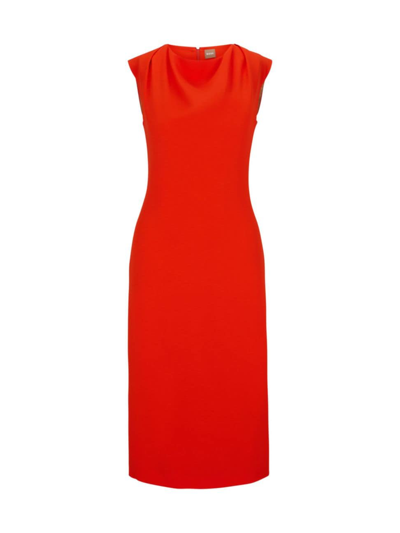 Hugo Boss Slim-fit Business Dress With Feature Neckline In Orange