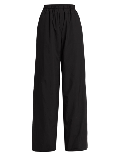 The Row Galante Wide-leg Pull-on Crinkle Trousers In Black