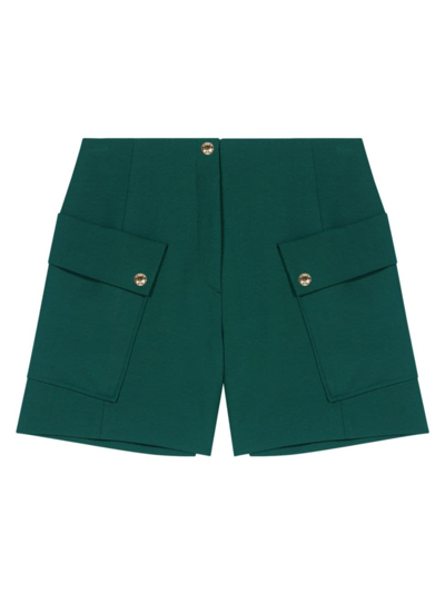 Maje Women's Structured Shorts With Pockets In Bottle Green