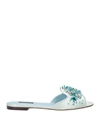Dolce & Gabbana Woman Sandals Sky Blue Size 7.5 Viscose, Silk In Blue