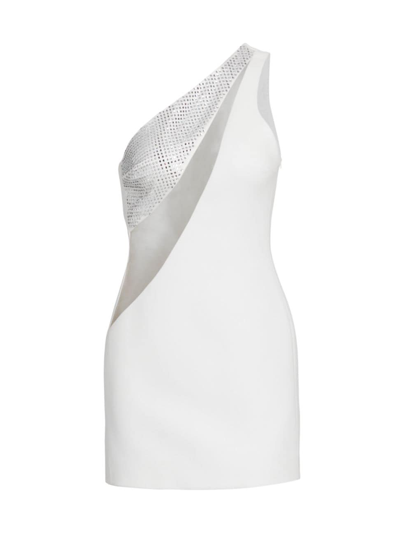 David Koma Women's Crystal-embellished Cut-out Minidress In White Silver