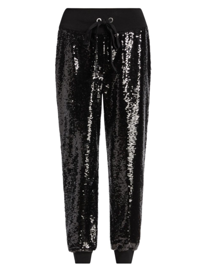 Cinq À Sept Giles Sequin Cropped Jogger Pants In Black