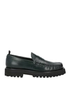Officine Creative Italia Man Loafers Black Size 10 Soft Leather In Green