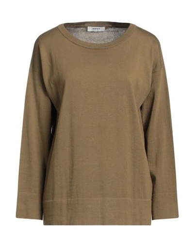 Alpha Studio Woman Sweater Military Green Size 10 Cotton