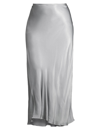 Baacal, Plus Size Women's Satin Slip Maxi Skirt In Silver