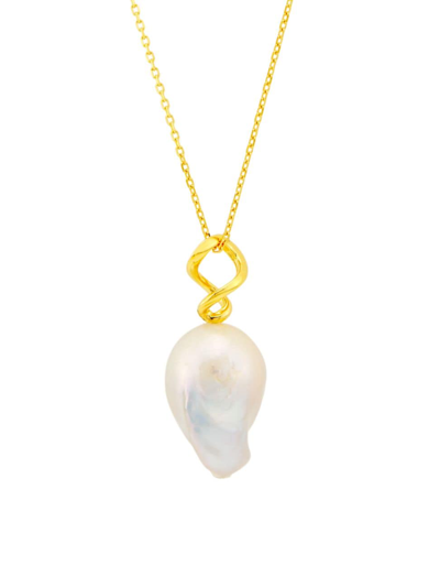 Maria Black Women's Twister 22k-gold-plated & Freshwater Pearl Pendant Necklace In Yellow Gold