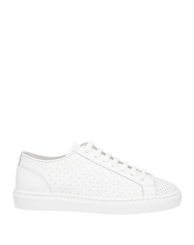 Doucal's Doucals Womens White Tumblet Panelled Leather Low-top Trainers