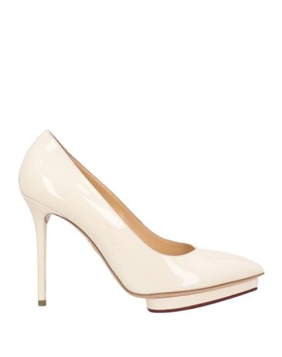 Charlotte Olympia Woman Pumps Beige Size 10.5 Soft Leather