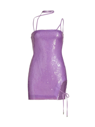 David Koma Women's Strappy Sequined Mini Dress In Lilac