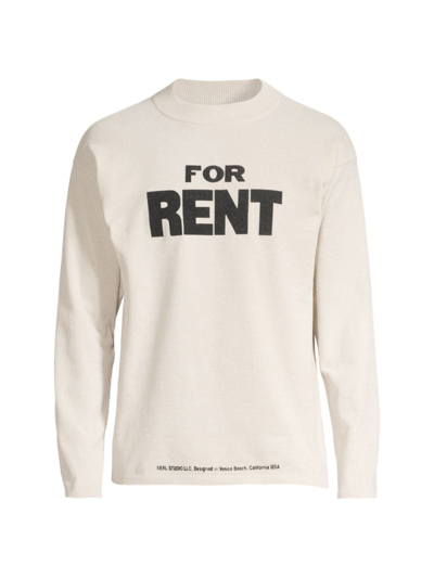 Erl Slogan-intarsia Crew-neck Jumper In Cream