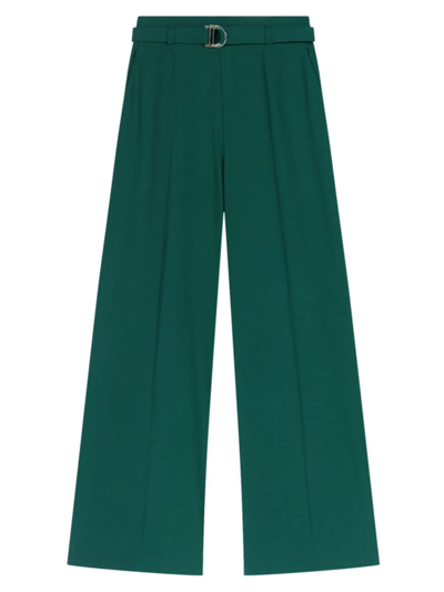 Maje Womens Verts Picalo High-rise Wide-leg Stretch-woven Trousers In Vert_bouteille