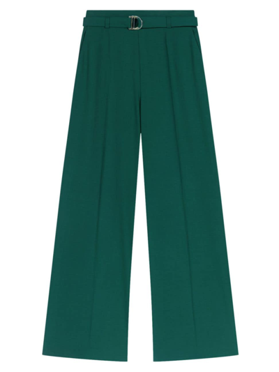 Maje Womens Verts Picalo High-rise Wide-leg Stretch-woven Trousers In Bottle Green