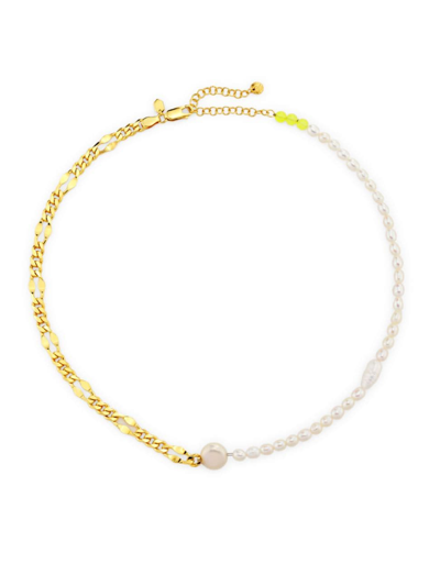 Maria Black Women's Positano 22k-gold-plated, Freshwater Pearl & Quartz Necklace In Yellow Gold