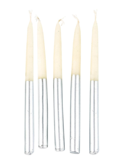 Mackenzie-childs Judaica Hanukkah 45-piece Candle Set In Silver