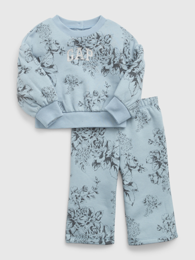 Gap Baby Arch Logo Floral Sweat Set In New England Sky Blue