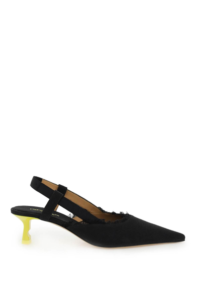 Off-white Slingback Pointed Toe Pumps In Black