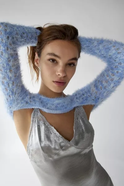 Urban Outfitters Uo Whitney Fuzzy Shrug Sweater In Blue