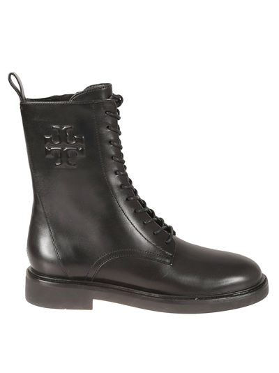 Tory Burch Double Combat Boots In Perfect Black