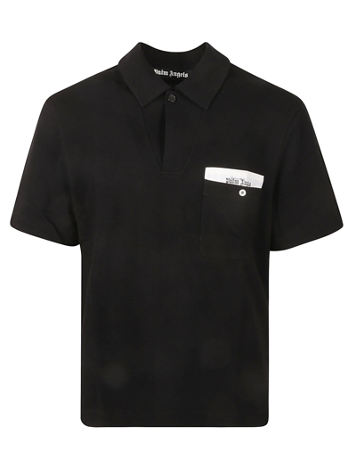 Palm Angels Pocket Tailored Black Polo Shirt