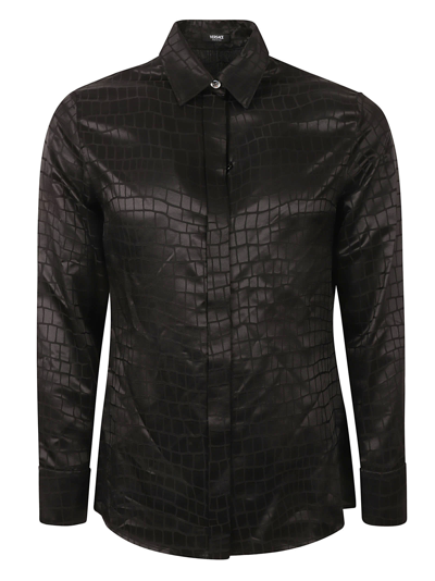 Versace Concealed Skinned Shirt In Black