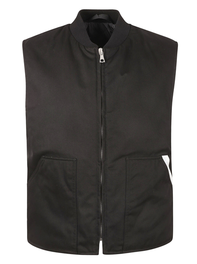 Palm Angels Sleeveless Jacket In Black Off White